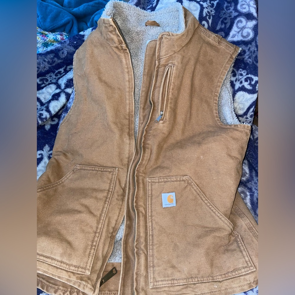 WOMEN'S RELAXED FIT WASHED DUCK SHERPA LINED MOCK NECK VEST